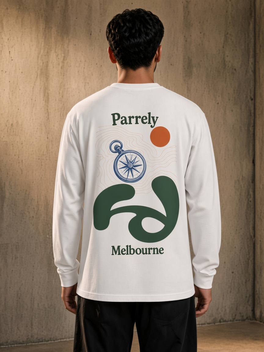 Parrely Field Long Sleeve on model in White